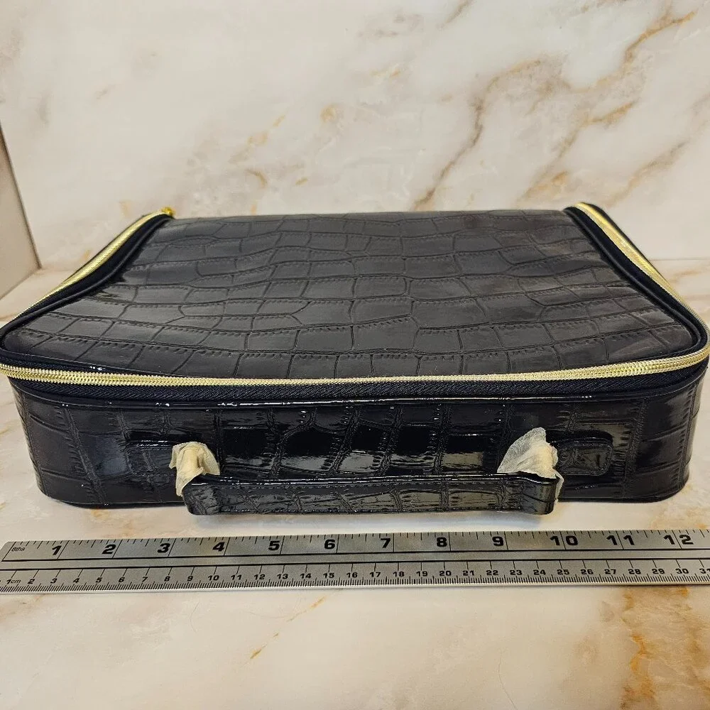 Estee Lauder Black Croc Cosmetic Bag
